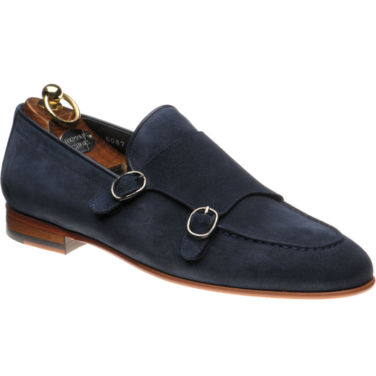 Product image for Herring Otello mens monk shoes in navy suede
