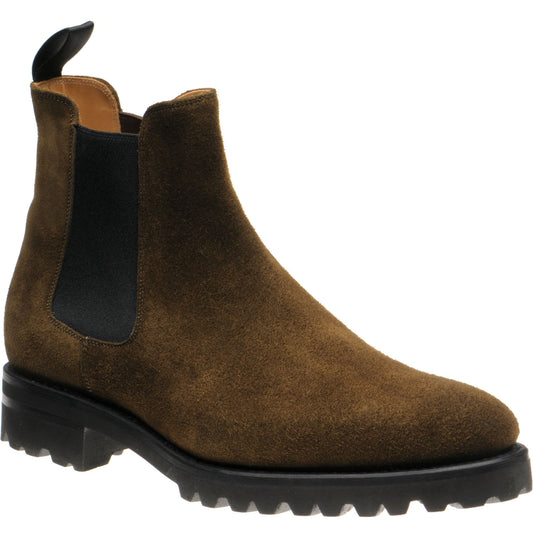Product image for Herring Oxney mens rubber-soled Chelsea boots in dark green suede