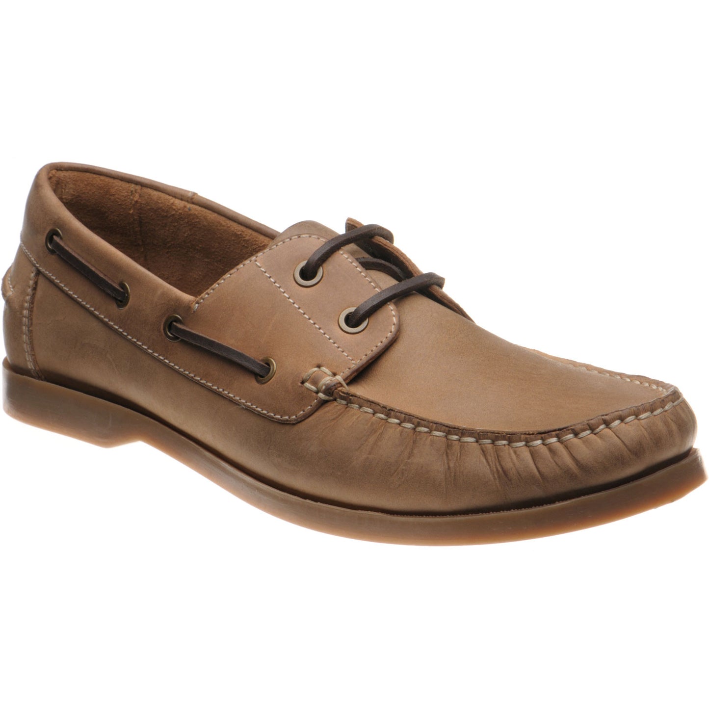 Product image for Herring Padstow II mens rubber-soled deck shoes in light brown