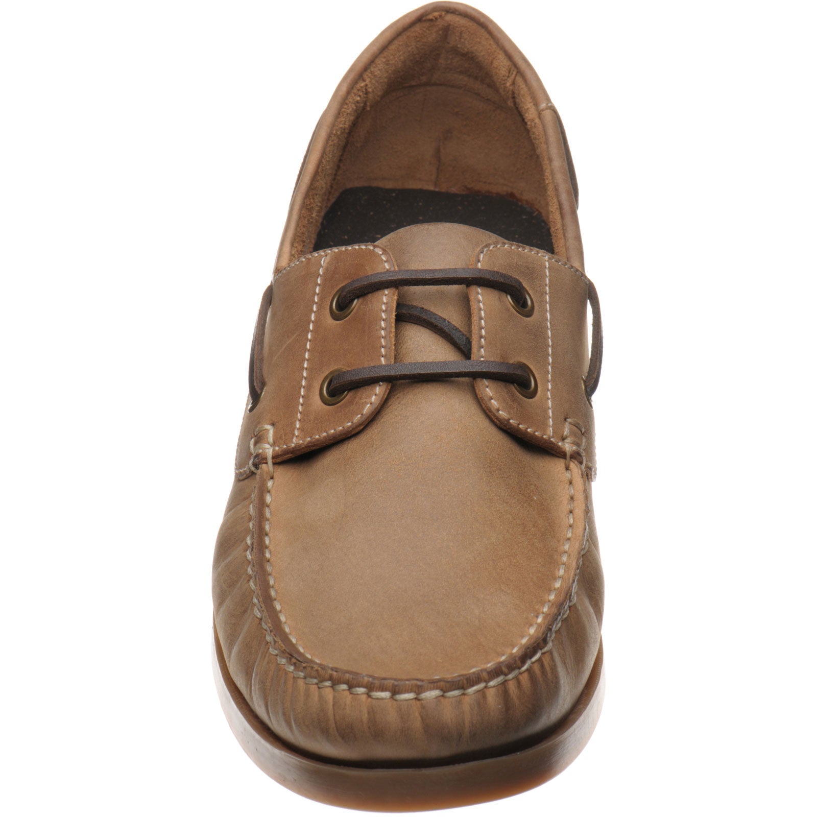 Product image for Herring Padstow II mens rubber-soled deck shoes in light brown
