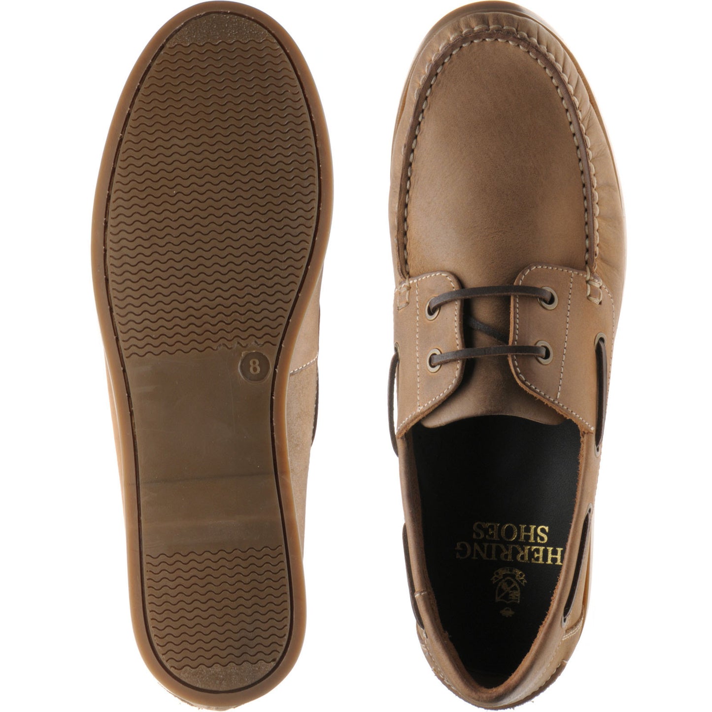 Product image for Herring Padstow II mens rubber-soled deck shoes in light brown