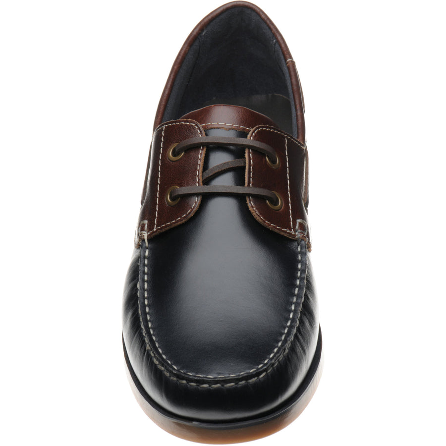 Product image for Herring Padstow II mens rubber-soled deck shoes in navy and brown