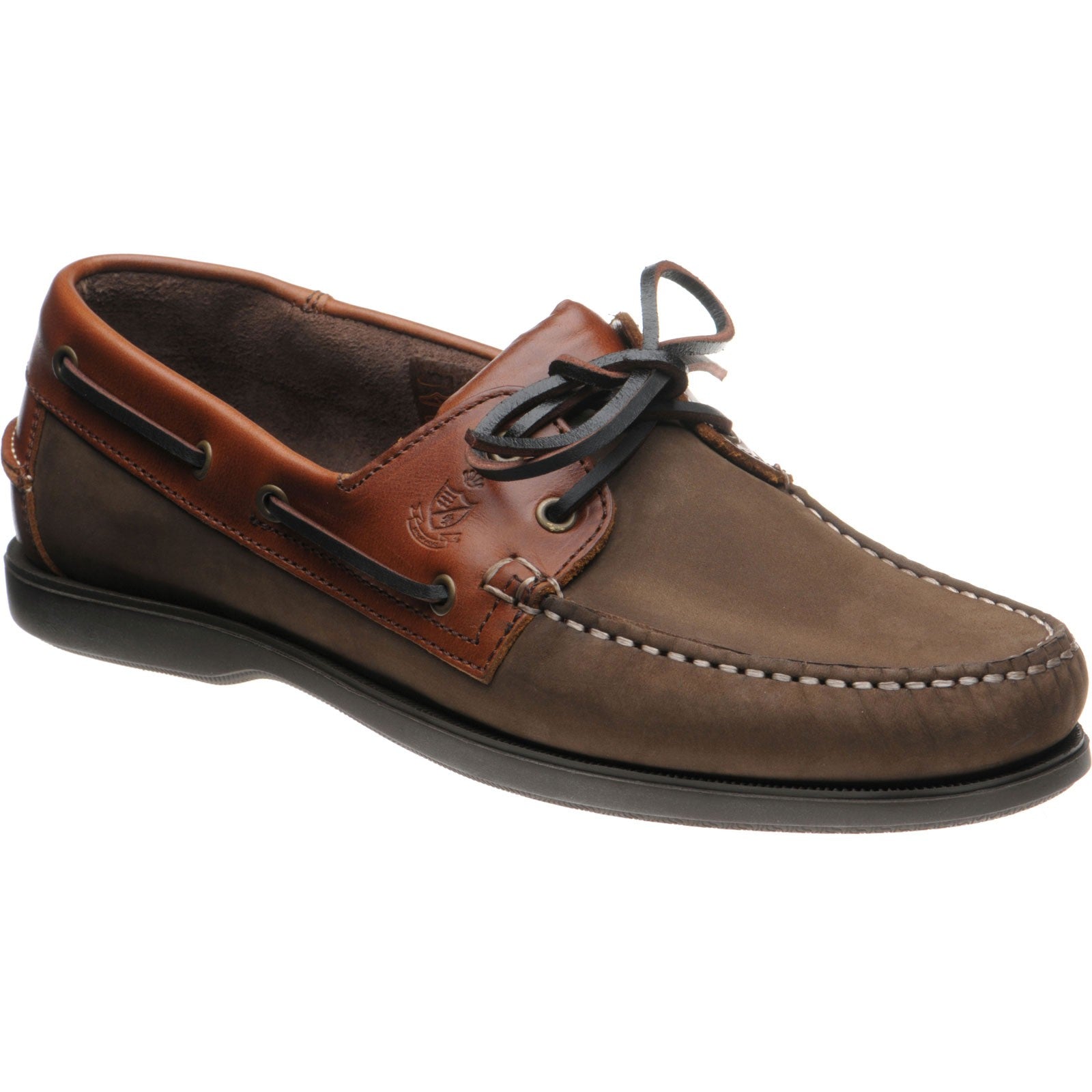 Product image for Herring Padstow mens rubber-soled deck shoes in brown and brown