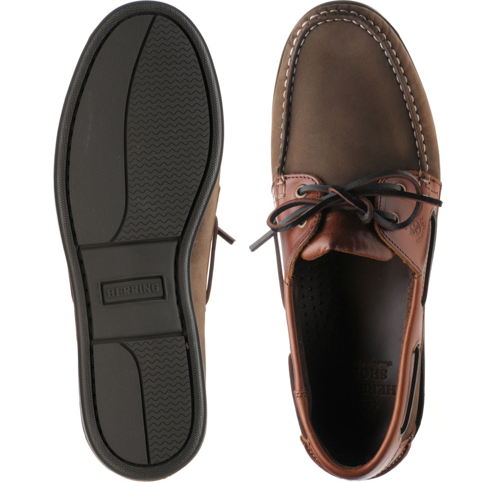 Product image for Herring Padstow mens rubber-soled deck shoes in brown and brown