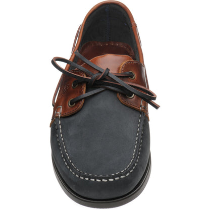 Product image for Herring Padstow mens rubber-soled deck shoes in navy and brown