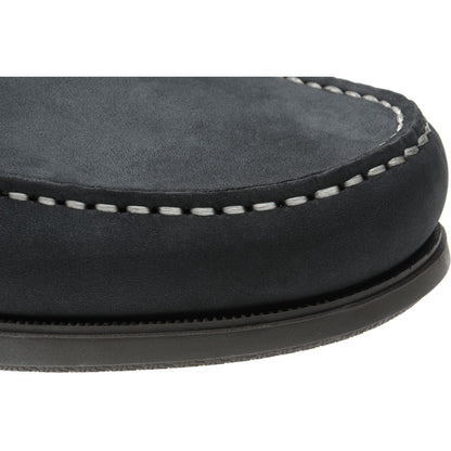 Product image for Herring Padstow mens rubber-soled deck shoes in navy and brown