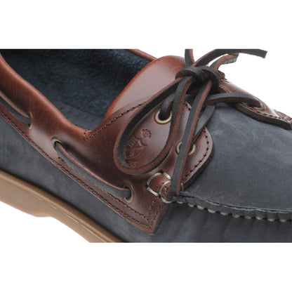Product image for Herring Padstow mens rubber-soled deck shoes in navy and tan
