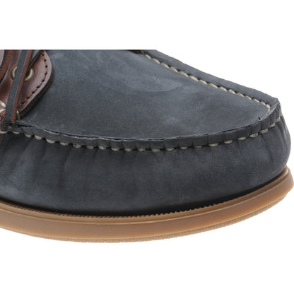 Product image for Herring Padstow mens rubber-soled deck shoes in navy and tan