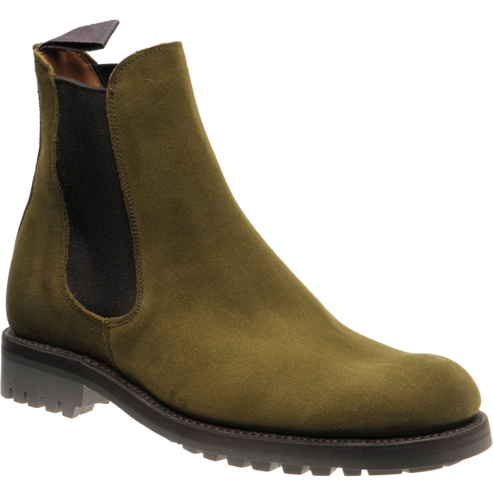 Product image for Herring Parrett mens rubber-soled Chelsea boots in green suede