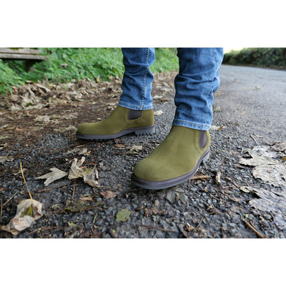Product image for Herring Parrett mens rubber-soled Chelsea boots in green suede