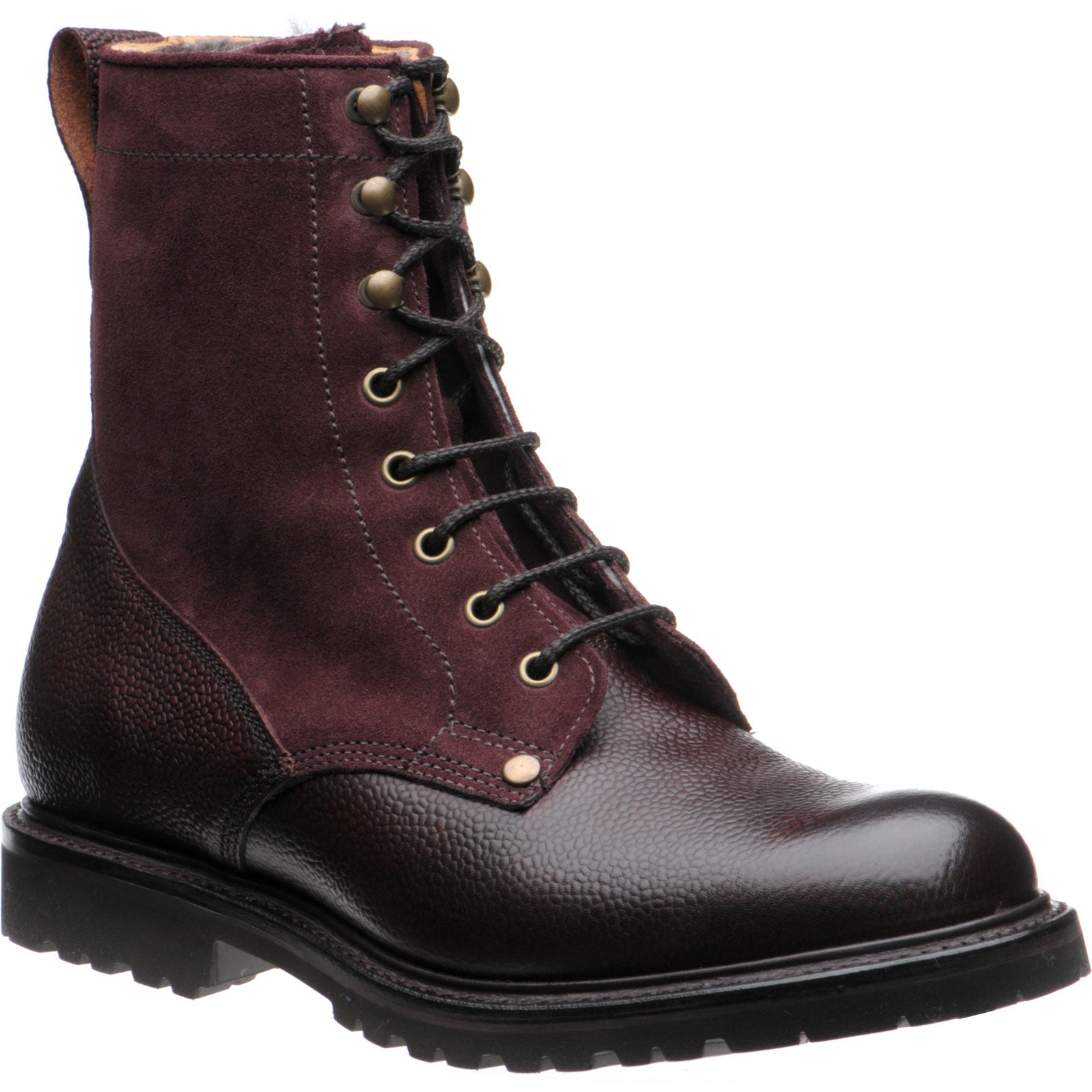 Product image for Herring Peebles (Warm Lined) mens two-tone rubber-soled boots in burgundy grain and plum suede