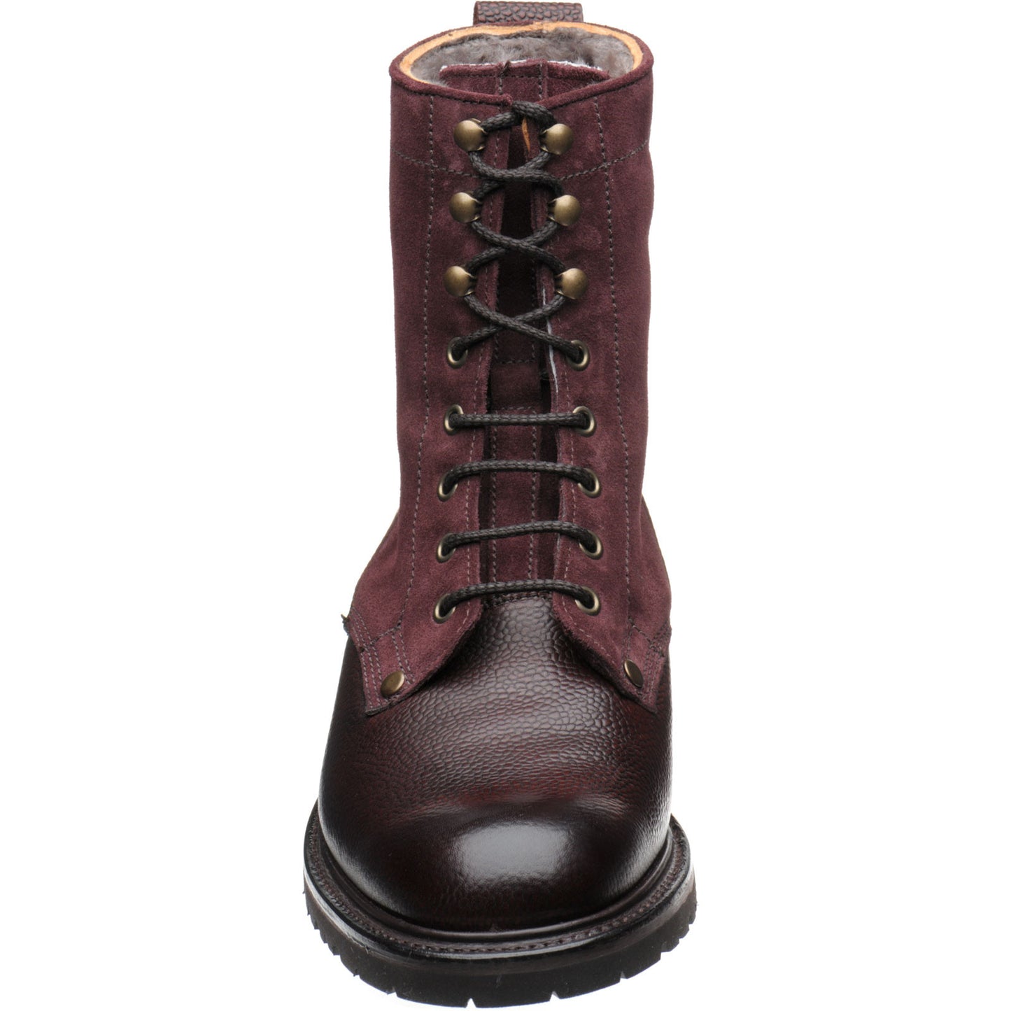 Product image for Herring Peebles (Warm Lined) mens two-tone rubber-soled boots in burgundy grain and plum suede