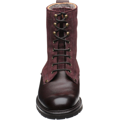 Product image for Herring Peebles (Warm Lined) mens two-tone rubber-soled boots in burgundy grain and plum suede
