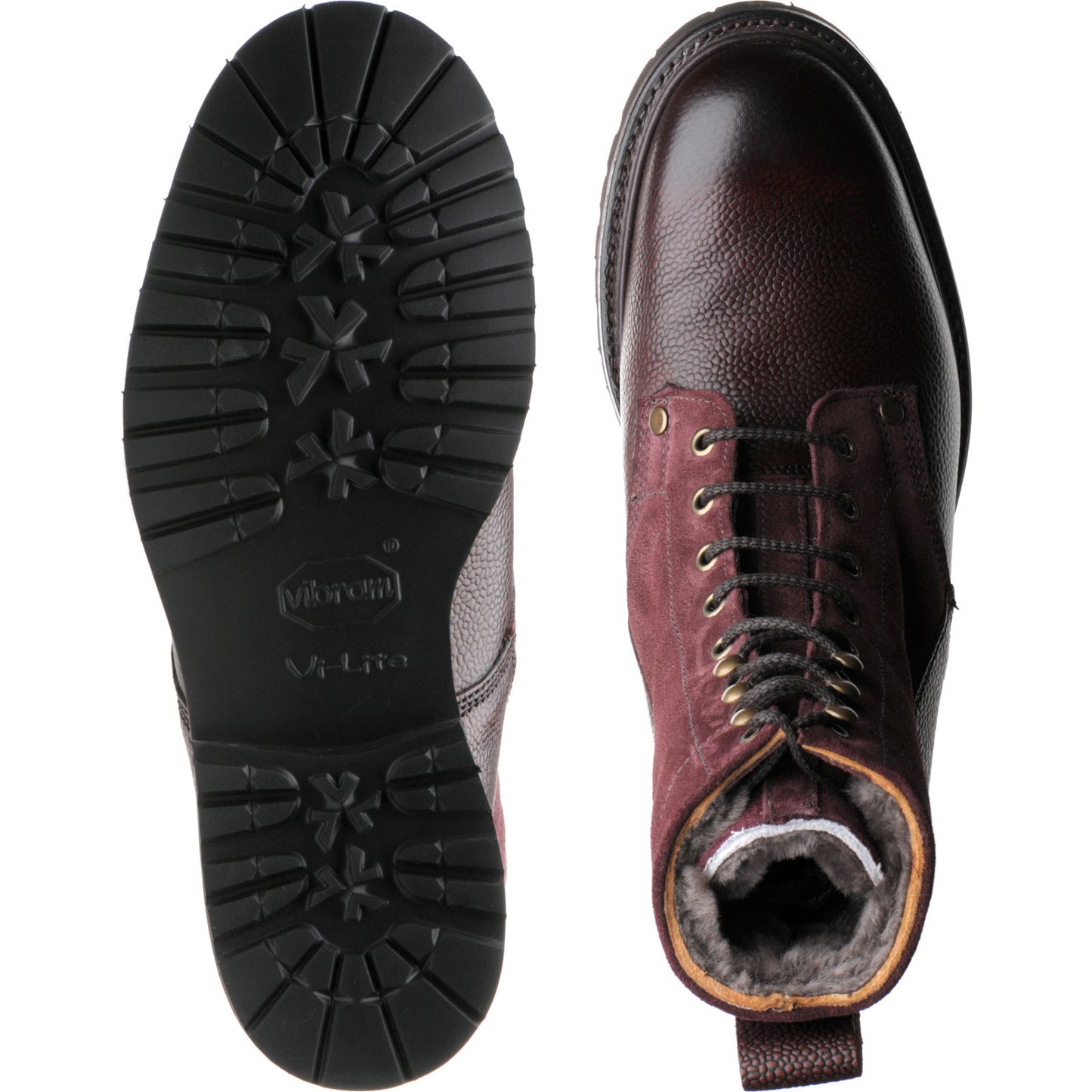 Product image for Herring Peebles (Warm Lined) mens two-tone rubber-soled boots in burgundy grain and plum suede