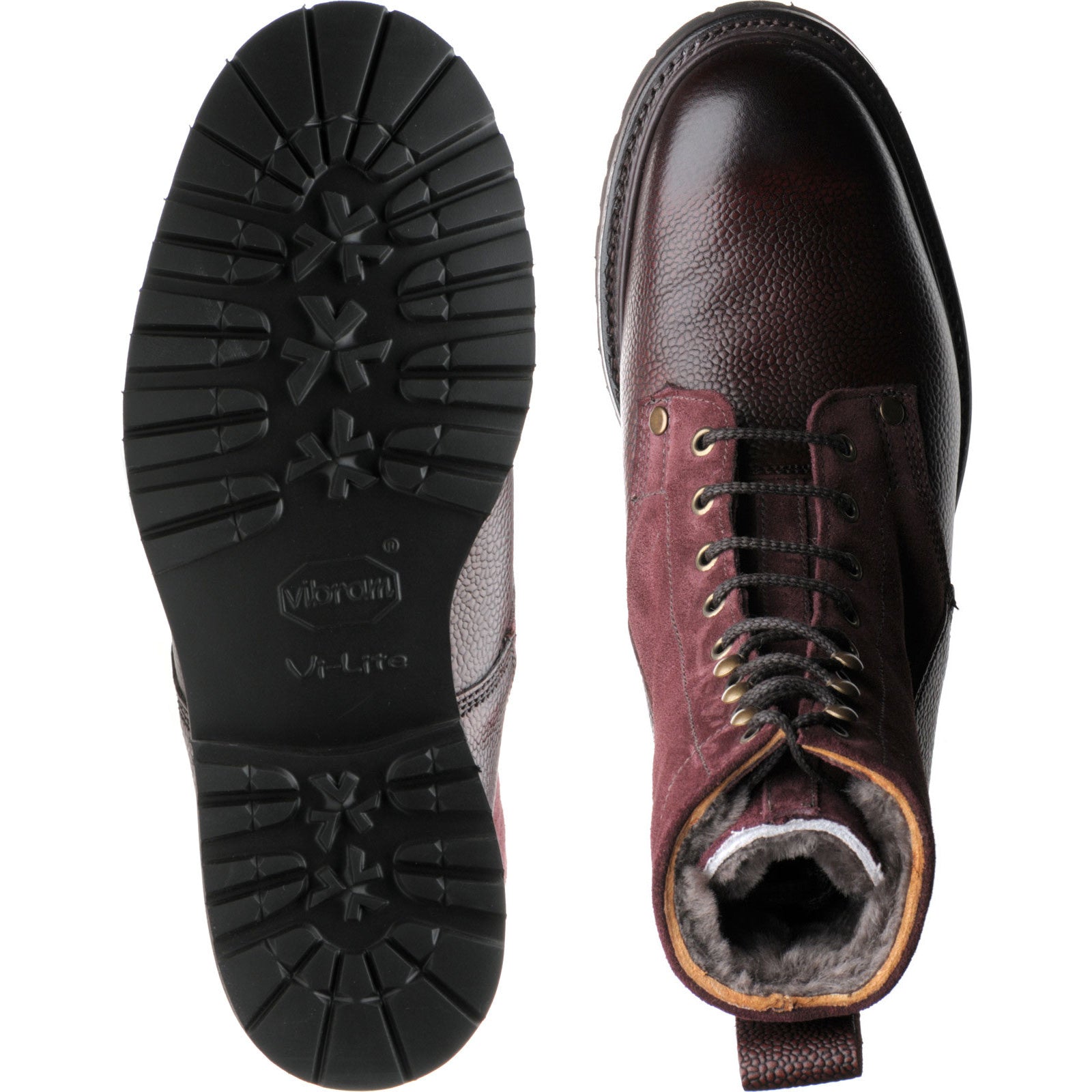 Product image for Herring Peebles (Warm Lined) mens two-tone rubber-soled boots in burgundy grain and plum suede