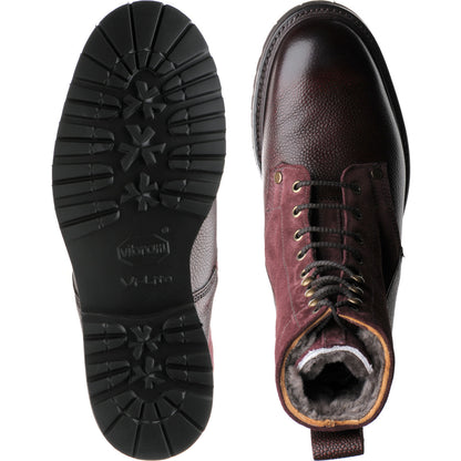 Product image for Herring Peebles (Warm Lined) mens two-tone rubber-soled boots in burgundy grain and plum suede
