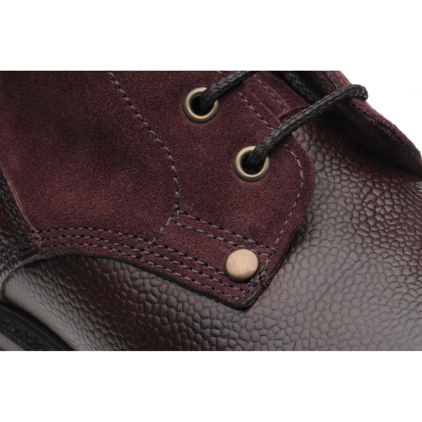 Product image for Herring Peebles (Warm Lined) mens two-tone rubber-soled boots in burgundy grain and plum suede