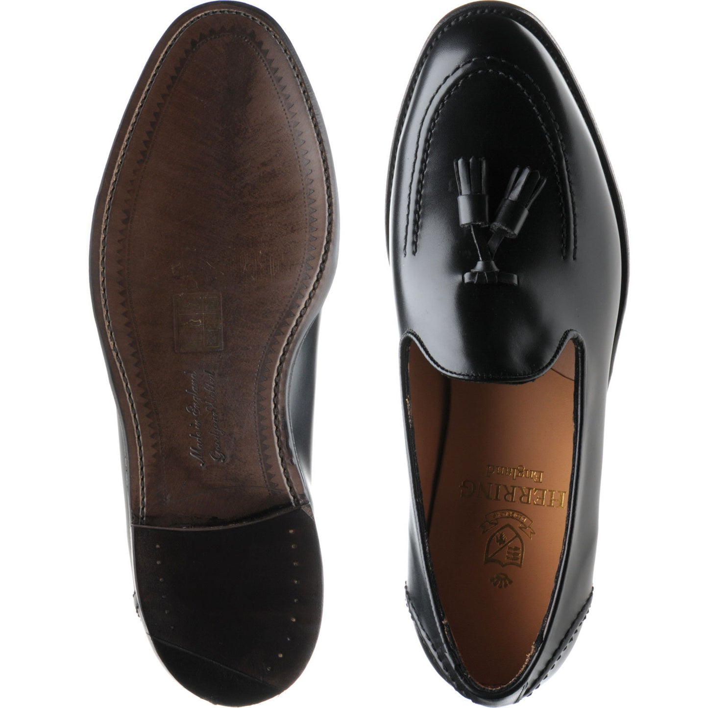Product image for Herring Picasso mens tasselled loafers in black calf