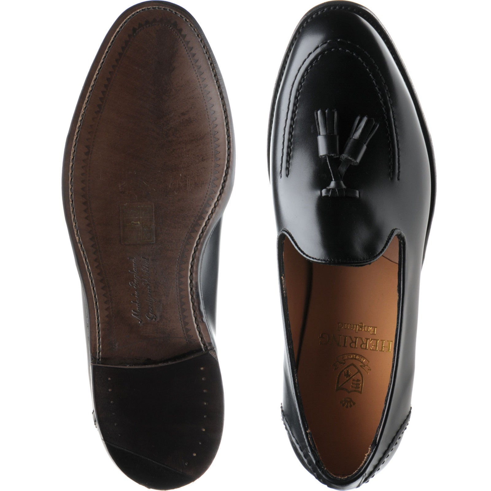 Product image for Herring Picasso mens tasselled loafers in black calf