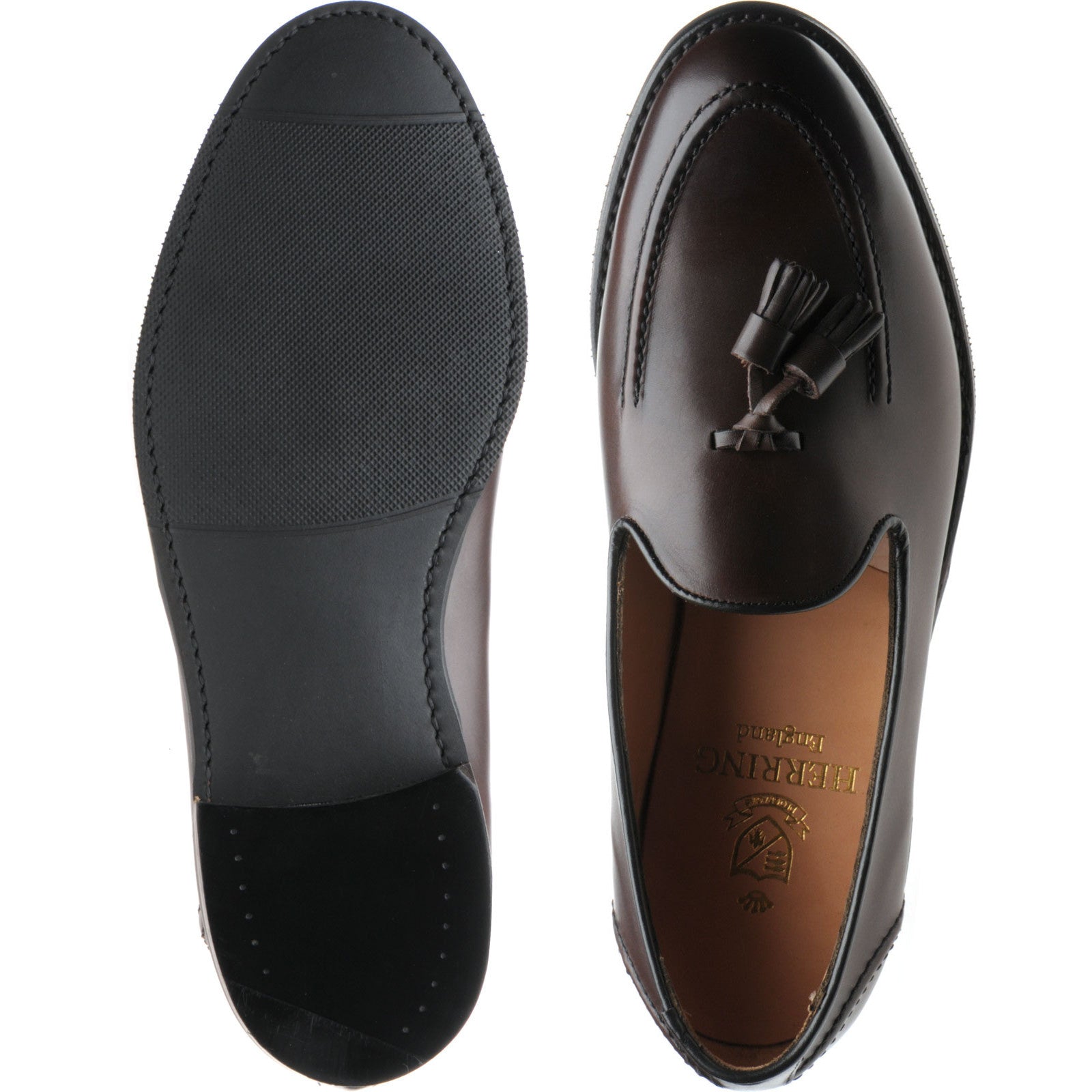 Product image for Herring Picasso R mens rubber-soled tasselled loafers in brown mocha calf