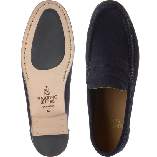 Product image for Herring Puglia mens hybrid-soled loafers in navy suede