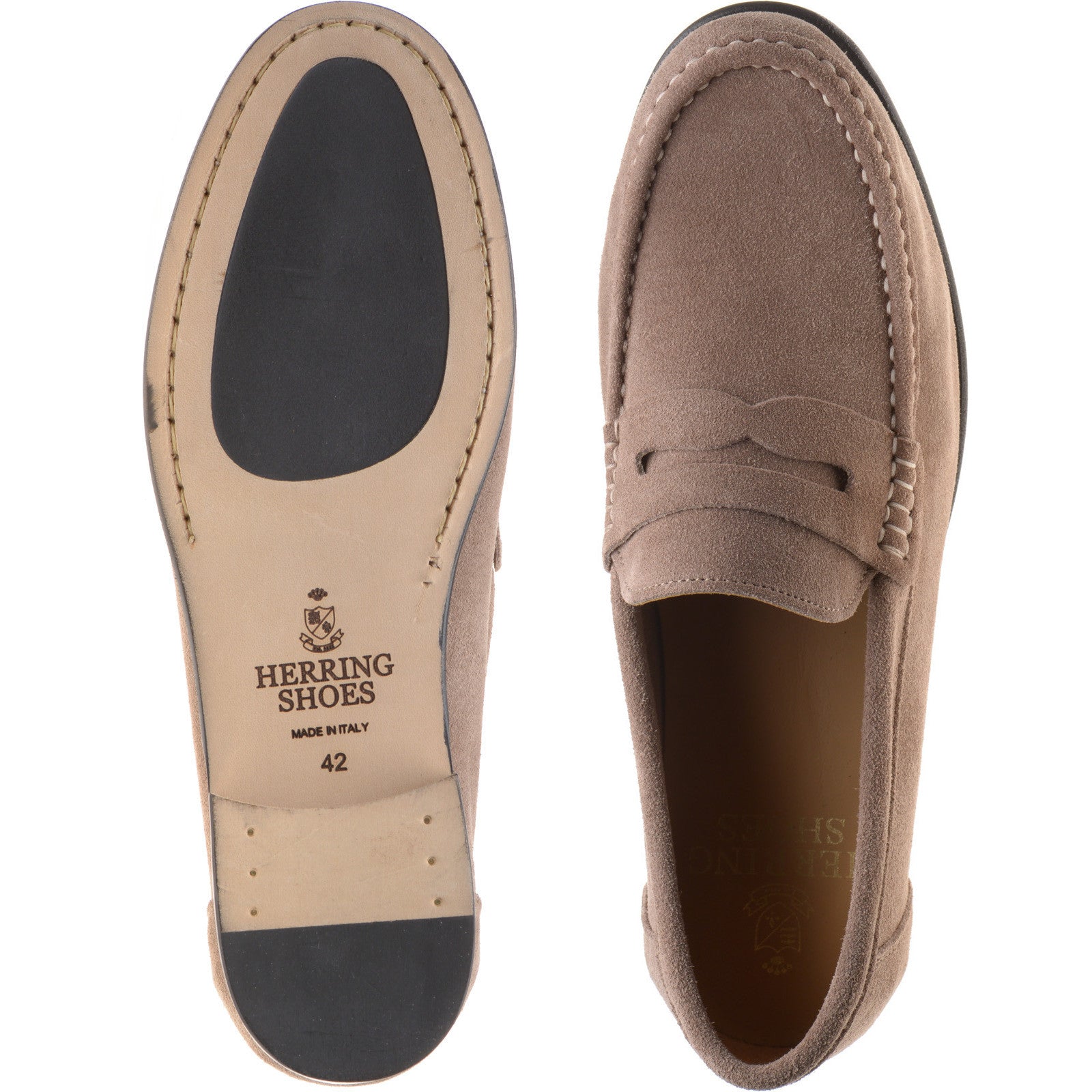Product image for Herring Puglia mens hybrid-soled loafers in taupe suede