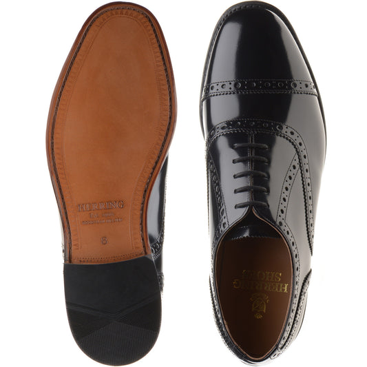 Product image for Herring Reading II mens semi-brogues in black polished