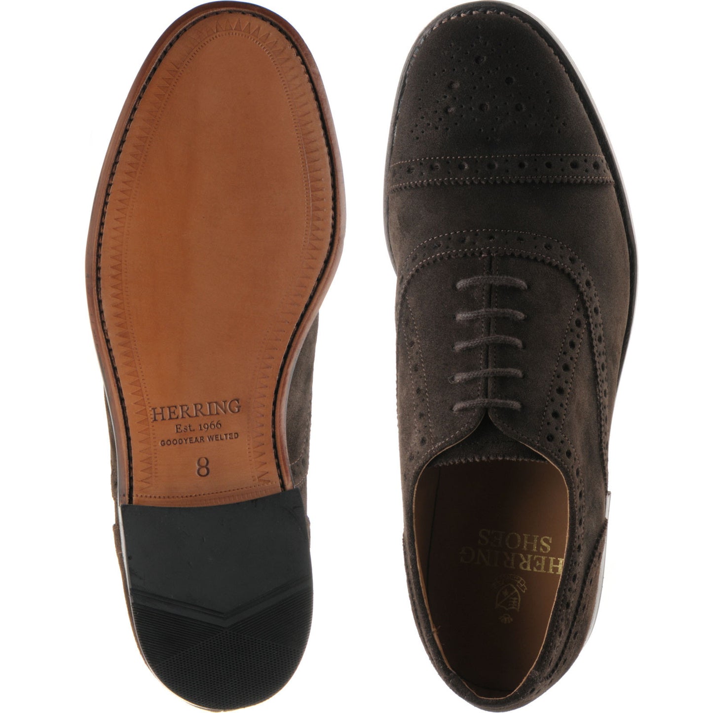 Product image for Herring Reading II mens semi-brogues in brown suede
