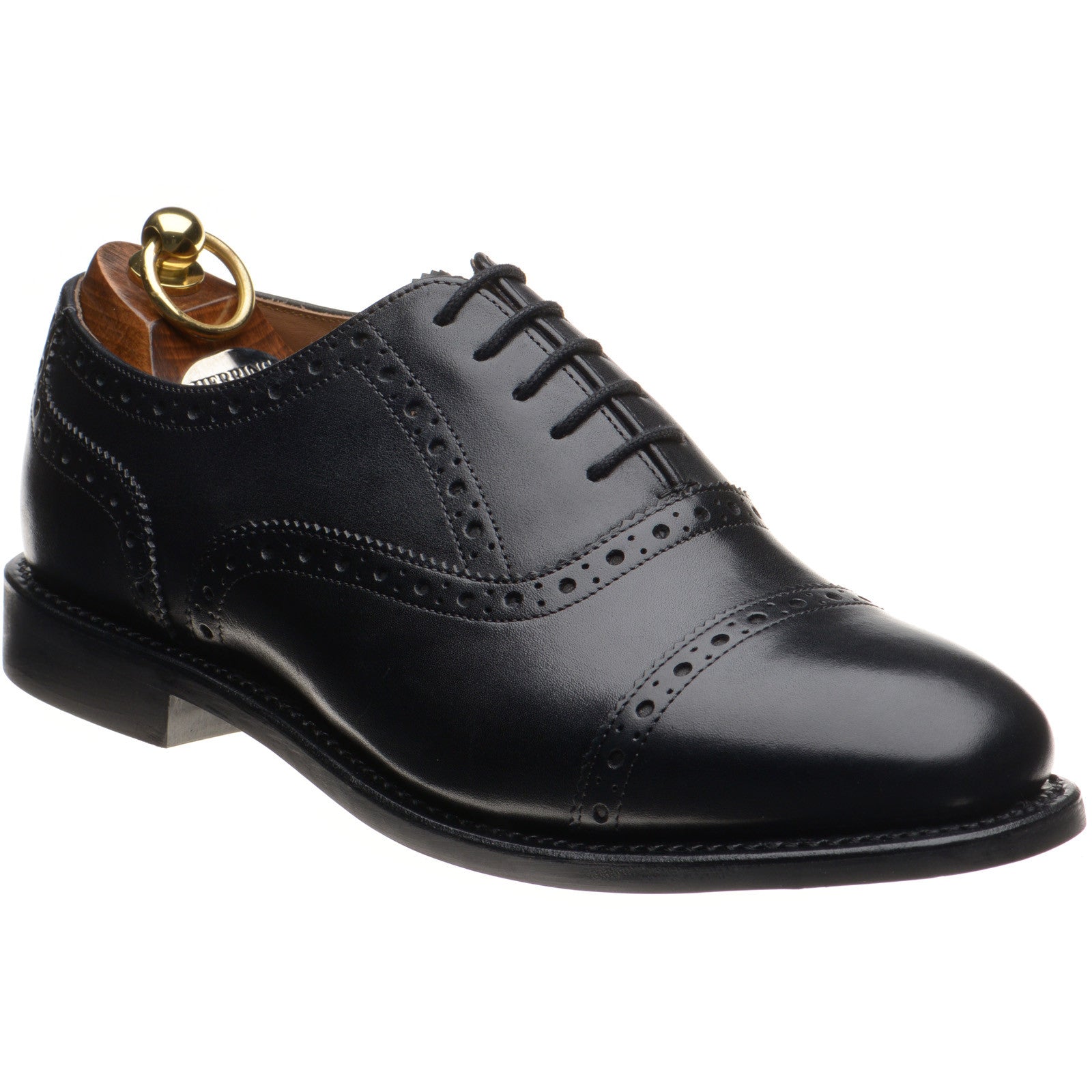 Product image for Herring Reading II (Rubber) mens rubber-soled semi-brogues in black calf