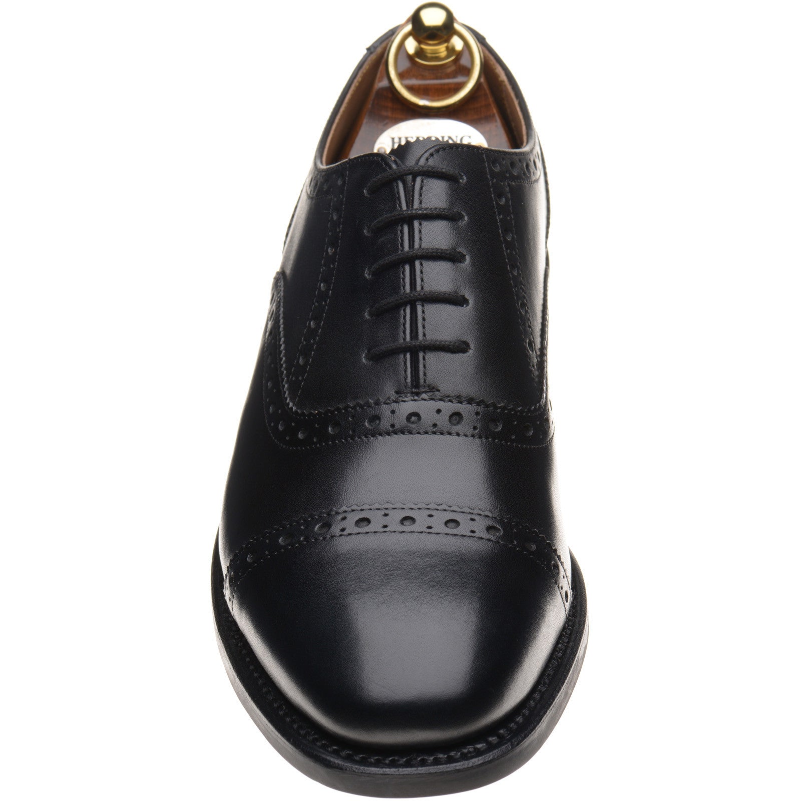 Product image for Herring Reading II (Rubber) mens rubber-soled semi-brogues in black calf