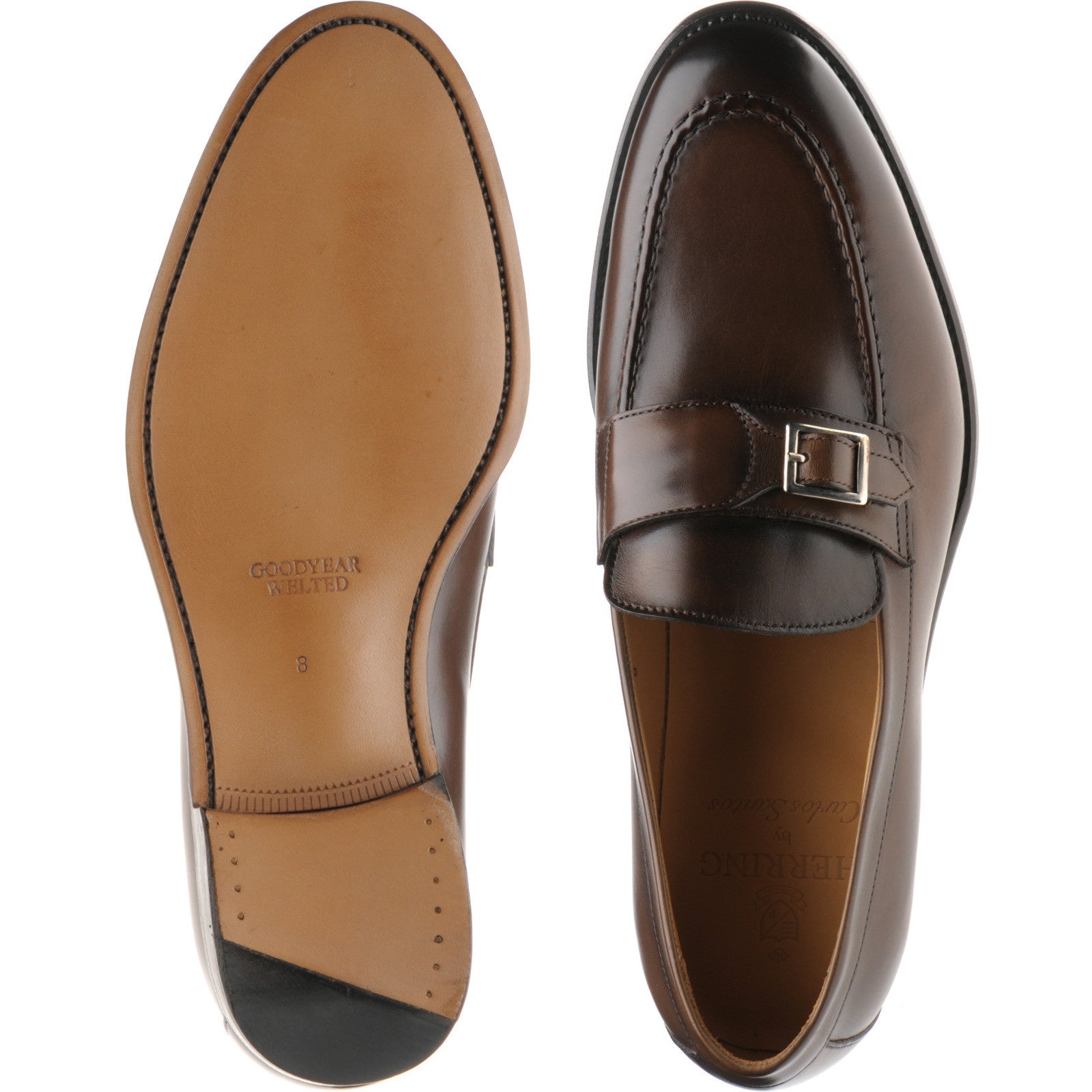 Product image for Herring Rigoletto mens monk shoes in brown calf