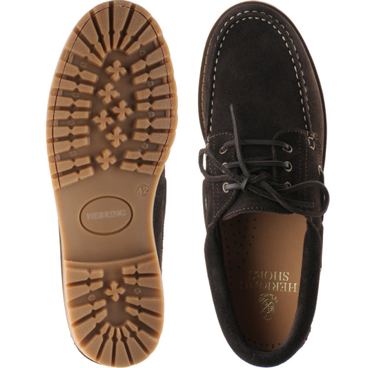 Product image for Herring Rock mens rubber-soled deck shoes in brown suede
