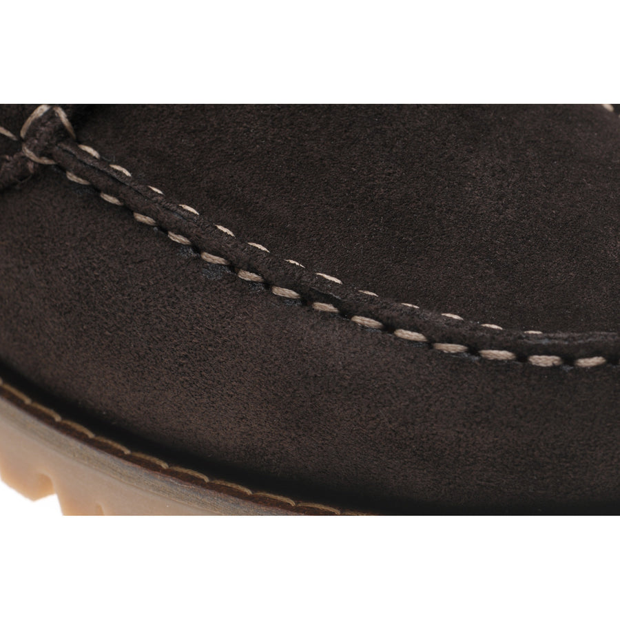 Product image for Herring Rock mens rubber-soled deck shoes in brown suede