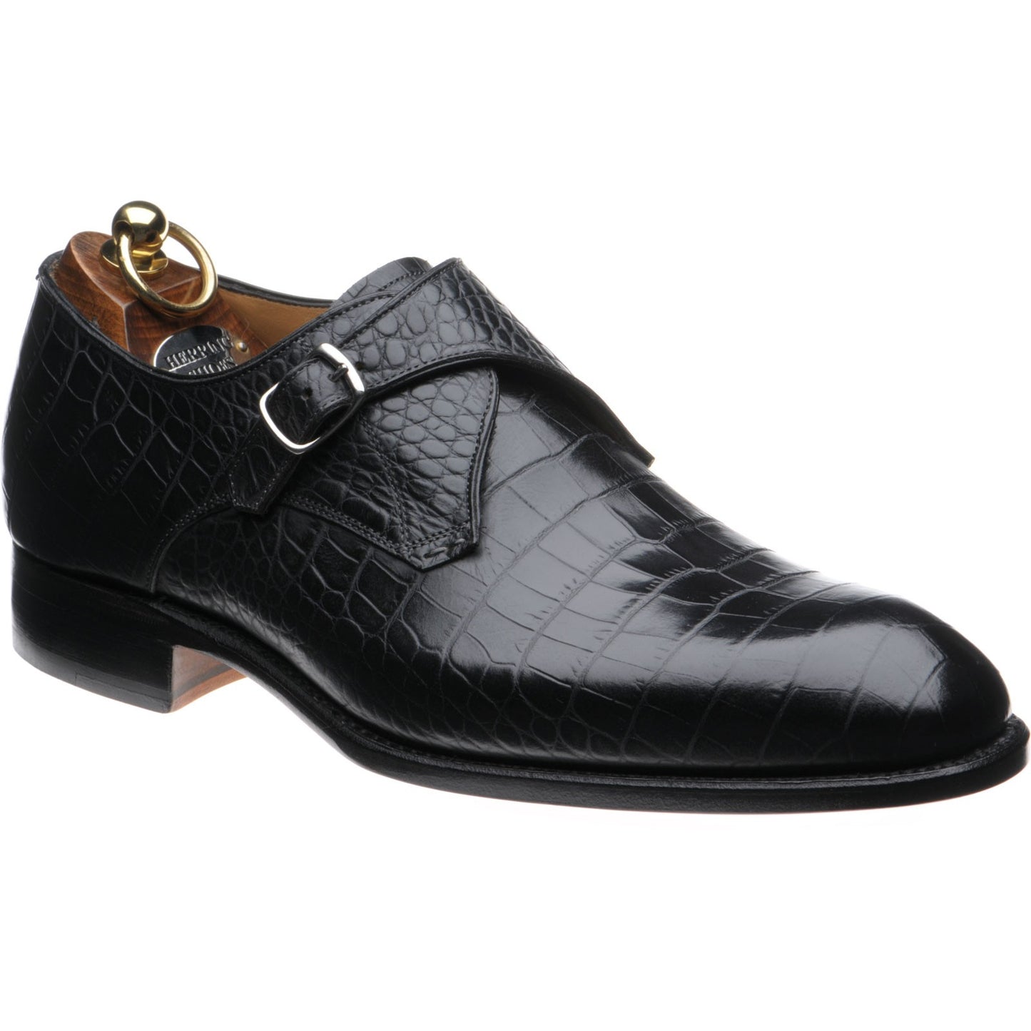 Product image for Herring Salobrena mens monk shoes in black croc (second)