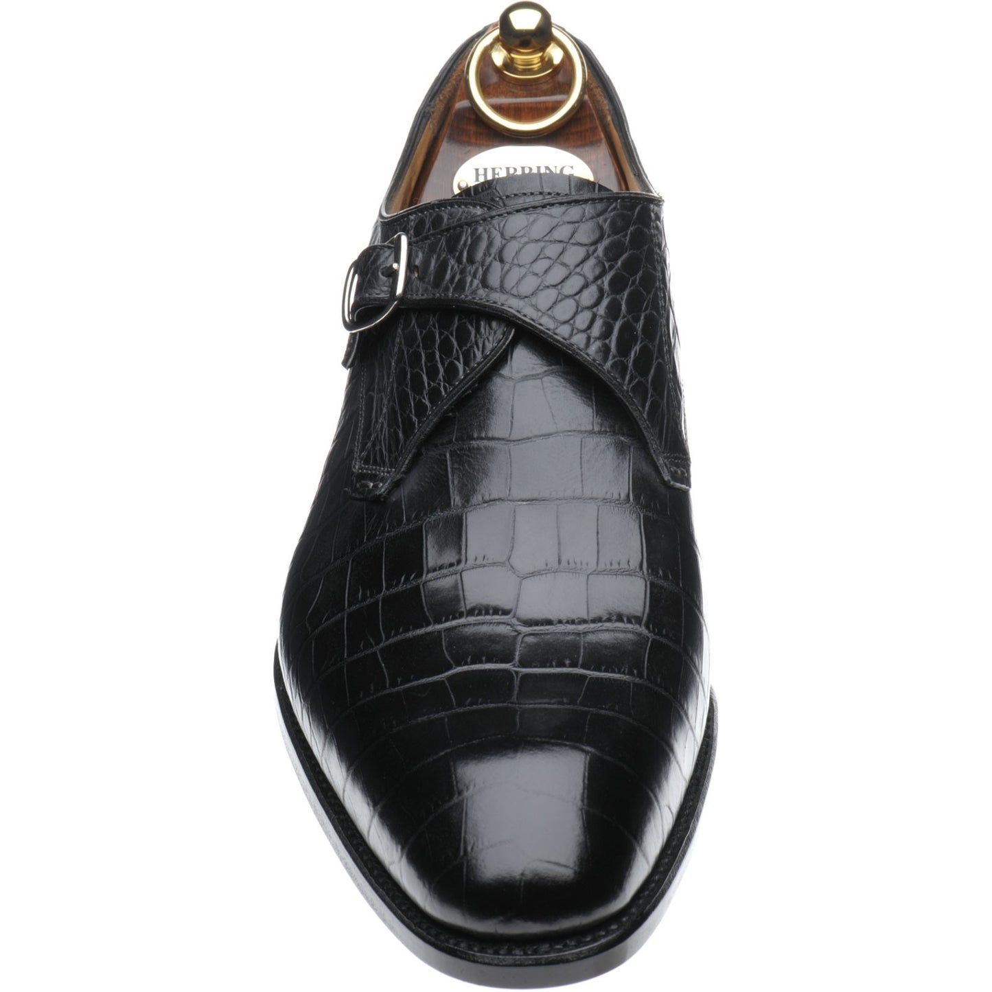 Product image for Herring Salobrena mens monk shoes in black croc (second)