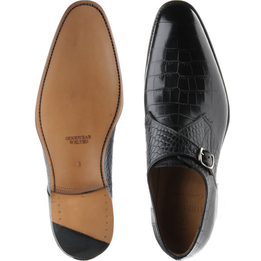 Product image for Herring Salobrena mens monk shoes in black croc (second)