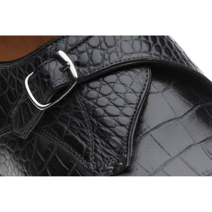 Product image for Herring Salobrena mens monk shoes in black croc (second)