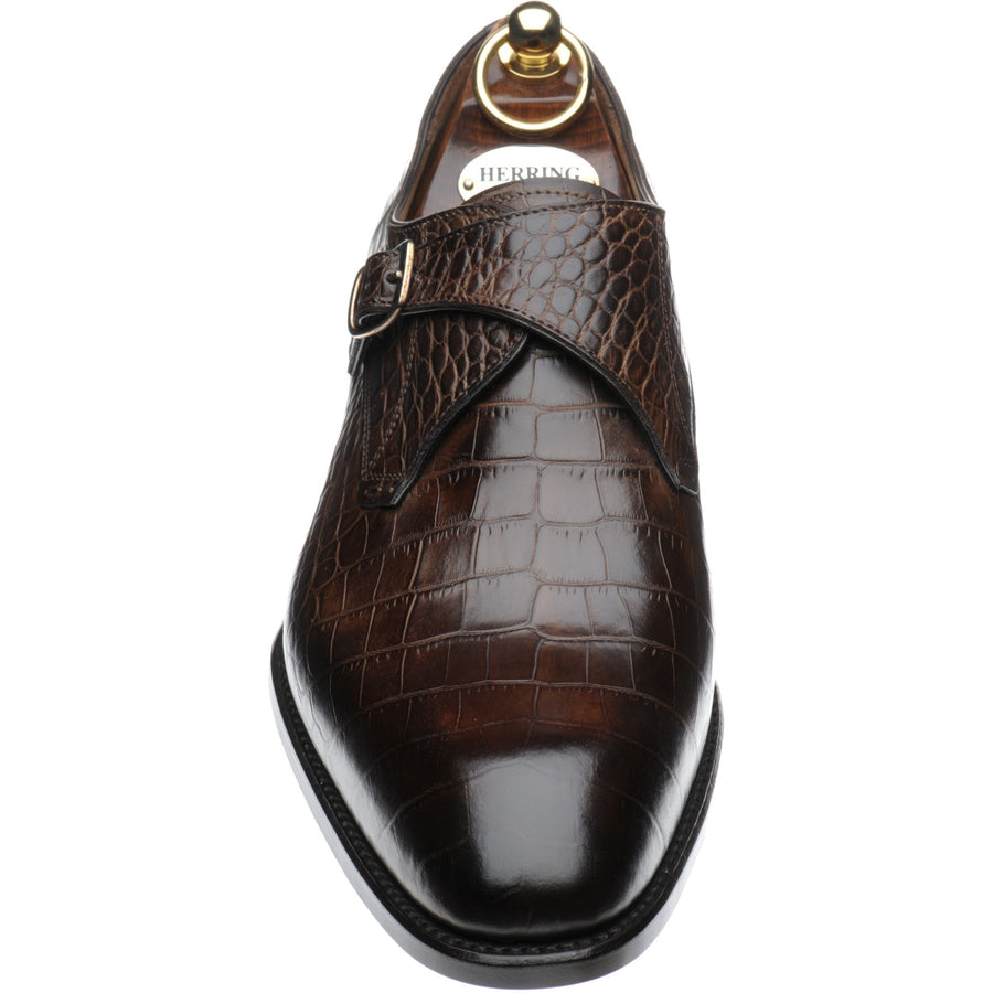 Product image for Herring Salobrena mens monk shoes in brown croc