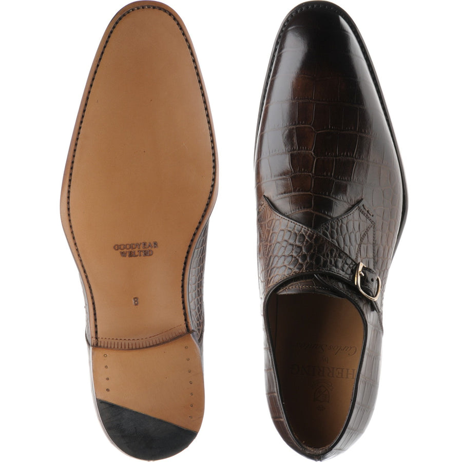 Product image for Herring Salobrena mens monk shoes in brown croc