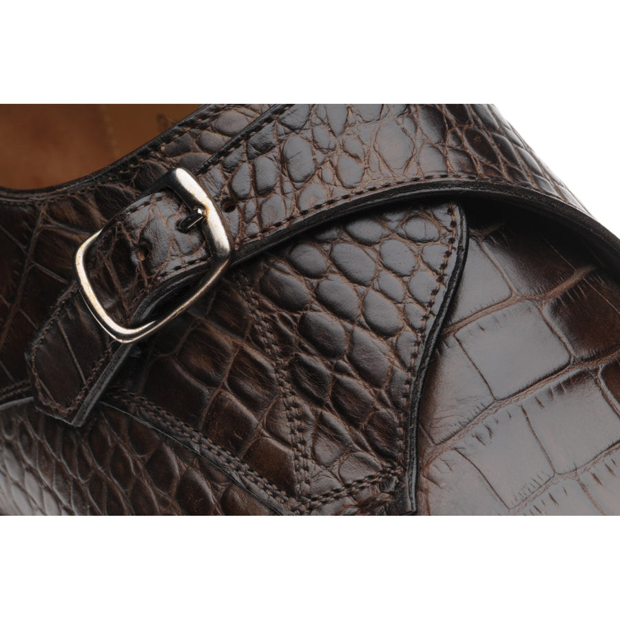 Product image for Herring Salobrena mens monk shoes in brown croc (second)