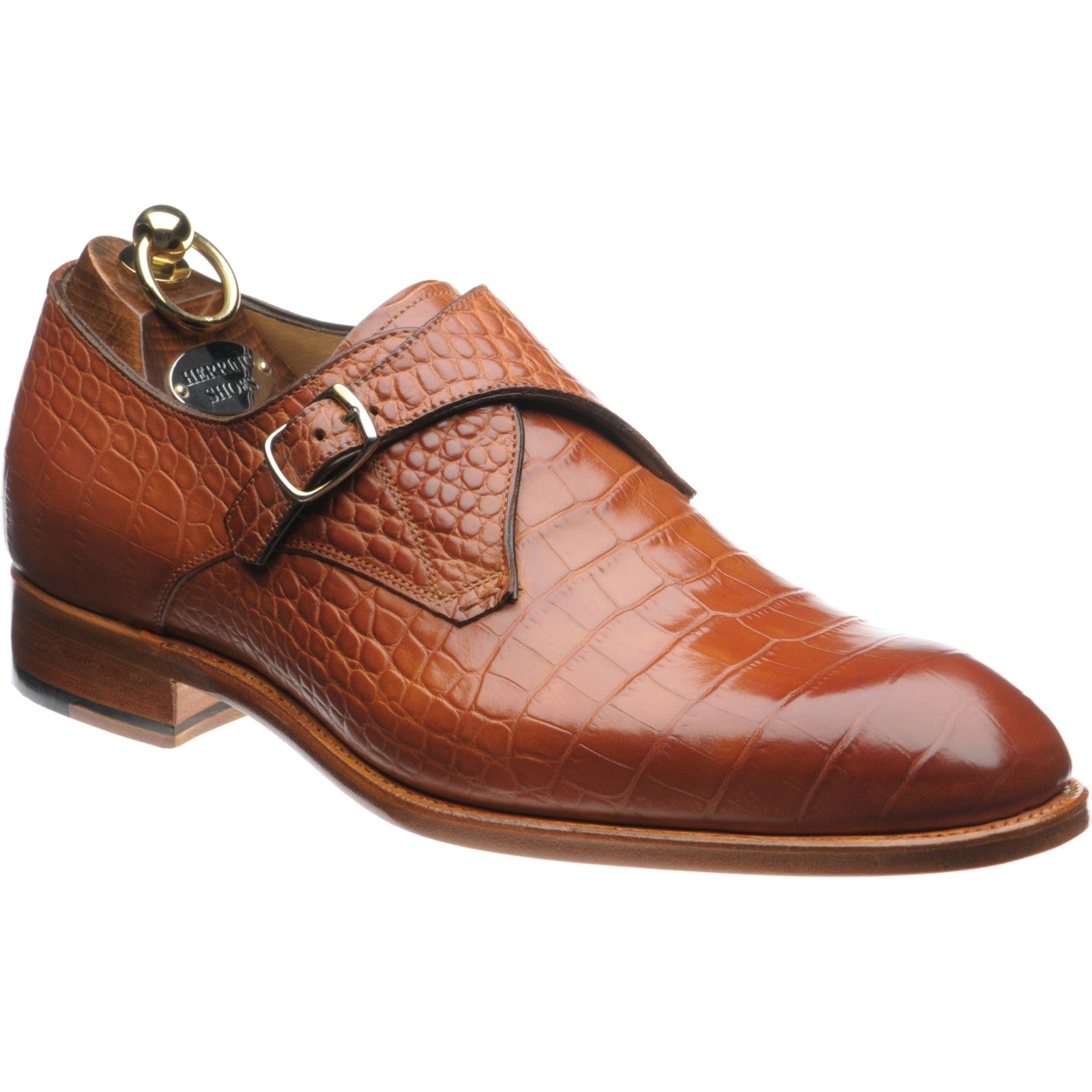 Product image for Herring Salobrena mens monk shoes in chestnut croc (second)