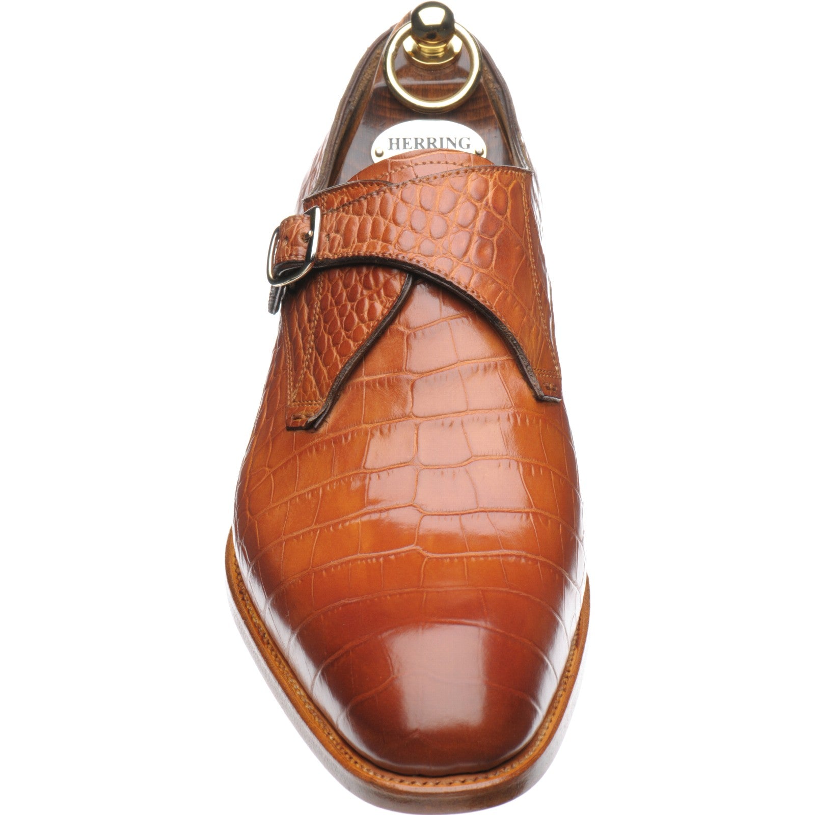 Product image for Herring Salobrena mens monk shoes in chestnut croc (second)