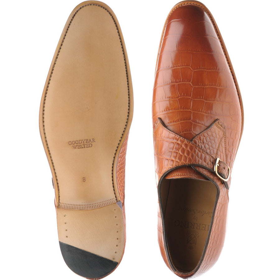 Product image for Herring Salobrena mens monk shoes in chestnut croc (second)