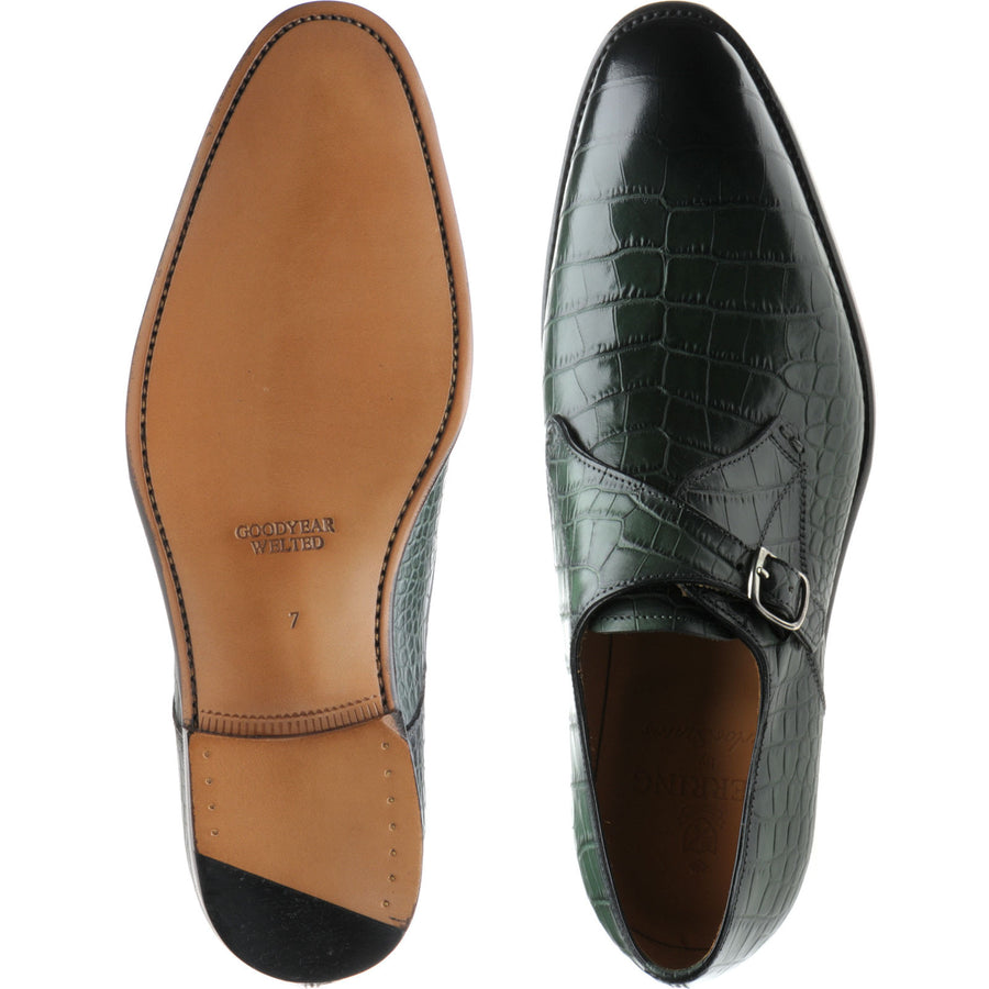 Product image for Herring Salobrena mens monk shoes in green croc