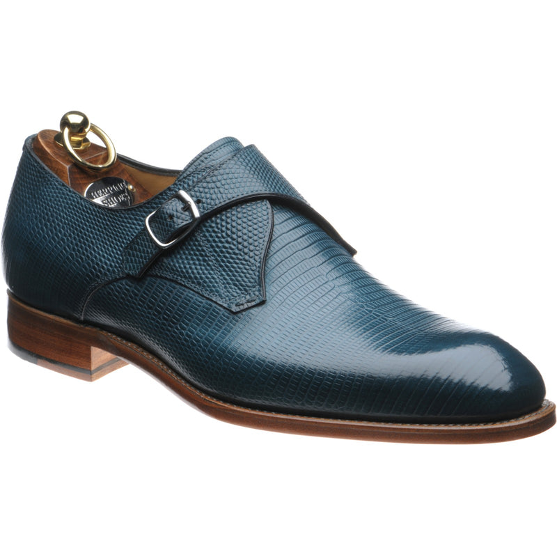 Product image for Herring Salobrena mens monk shoes in petrol lizard