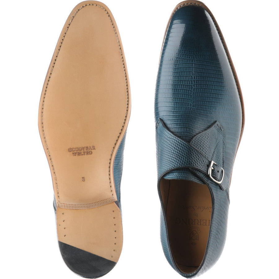 Product image for Herring Salobrena mens monk shoes in petrol lizard