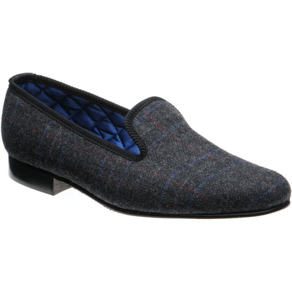 Product image for Herring Sandringham mens tweed house shoes in charcoal tweed