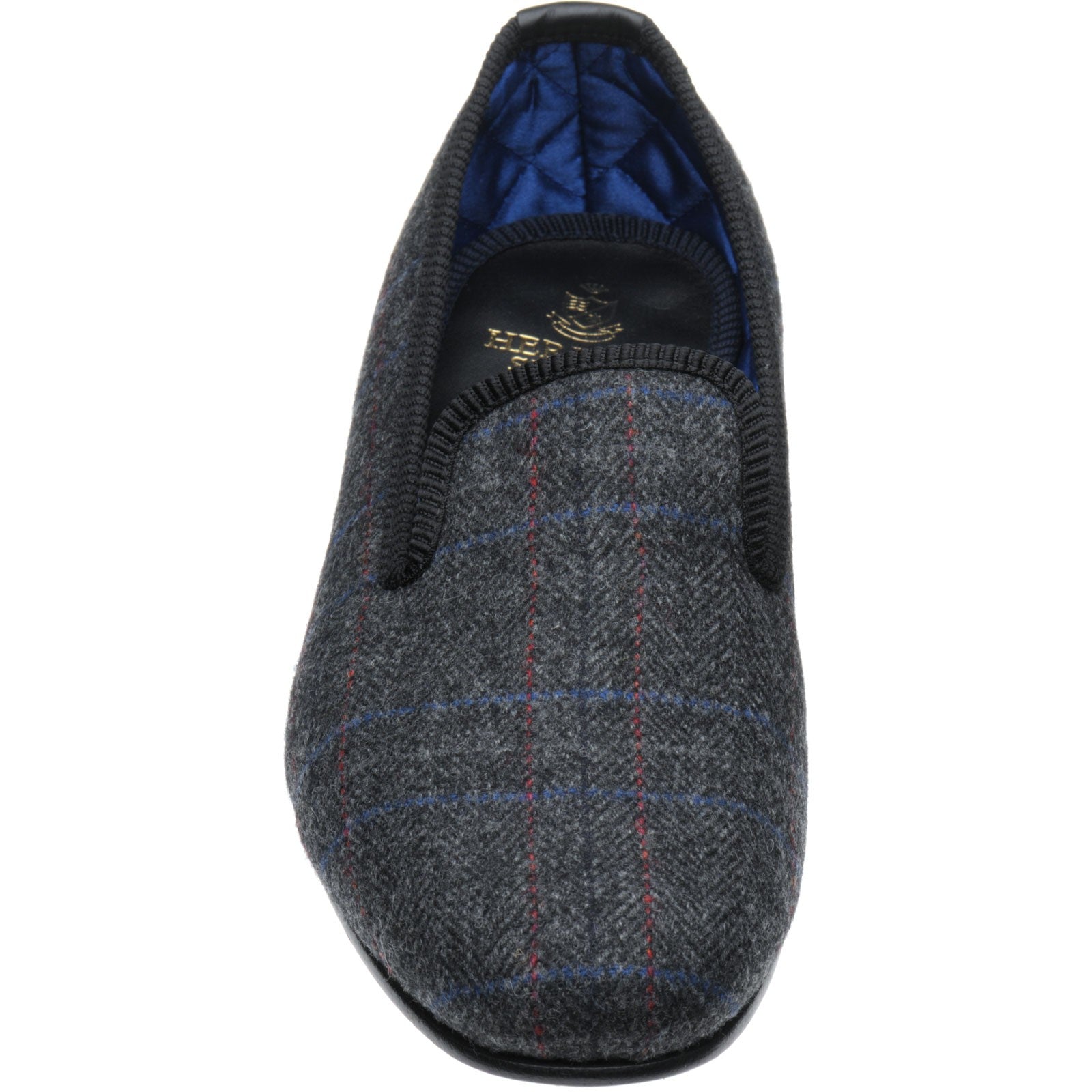 Product image for Herring Sandringham mens tweed house shoes in charcoal tweed