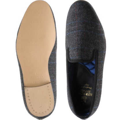 Product image for Herring Sandringham mens tweed house shoes in charcoal tweed