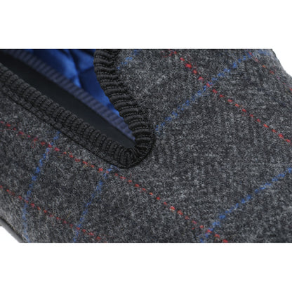 Product image for Herring Sandringham mens tweed house shoes in charcoal tweed